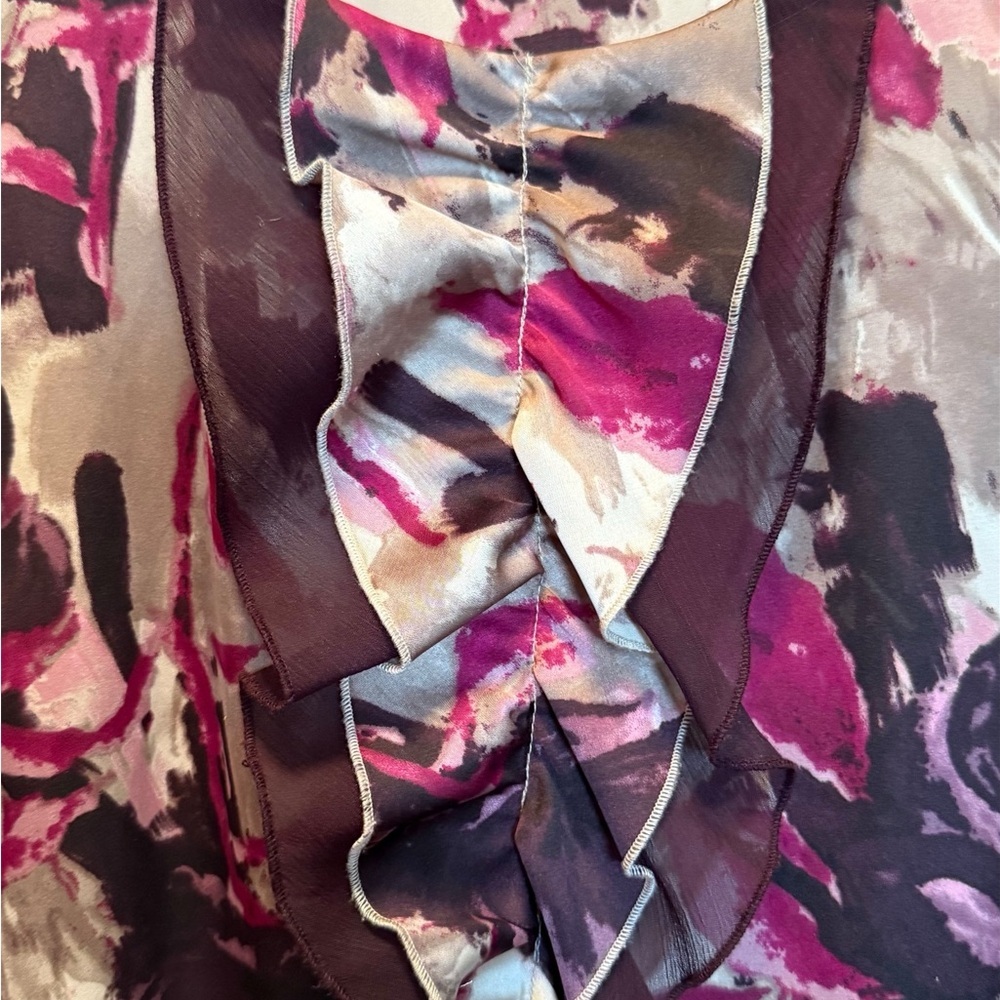 Ann Taylor Ruffled Front Sleeveless blouse Mauve and Pink - Picture 2 of 6